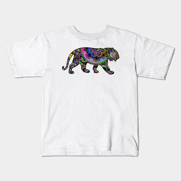 Indian Tiger rainbow colours design Kids T-Shirt by LiliMagic